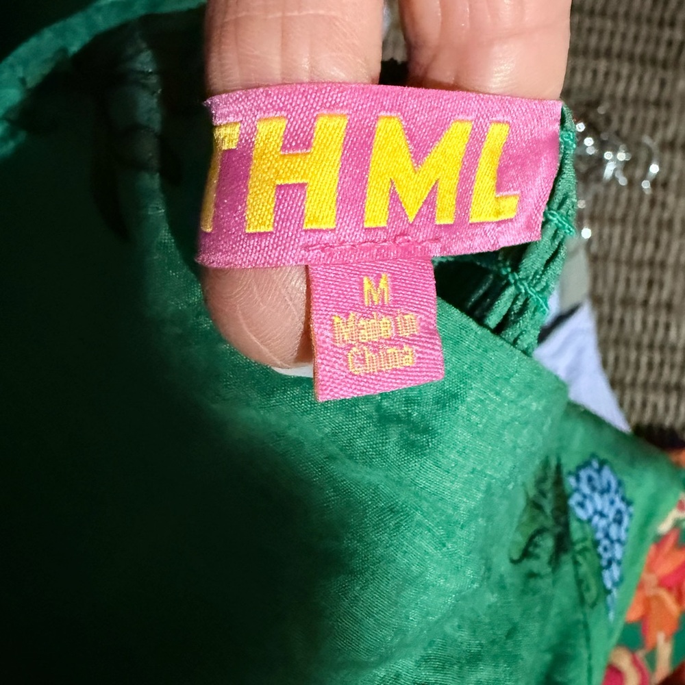THML Vibrant Green and Bright Floral Midi Dress